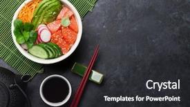  Presentation with hawaiian tuna poke bowl - Beautiful slide deck featuring salmon and vegetables traditional hawaii backdrop and a dark gray colored foreground