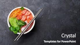  Presentation with hawaii - Slide deck having salmon and vegetables traditional hawaii background and a dark gray colored foreground