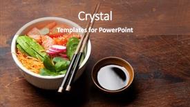  Presentation with salmon fish - Cool new slide deck with salmon and vegetables traditional hawaii backdrop and a  colored foreground