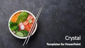 Presentation with hawaiian tuna poke bowl - Audience pleasing presentation theme consisting of salmon and vegetables traditional hawaiian backdrop and a dark gray colored foreground