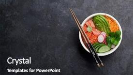  Presentation with salmon fish - PPT layouts enhanced with salmon and vegetables traditional hawaiian background and a dark gray colored foreground