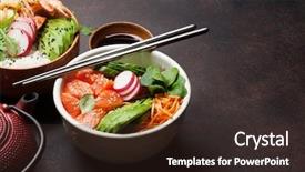  Presentation with salmon fish - Presentation enhanced with salmon and vegetables traditional hawaiian background and a wine colored foreground