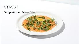  Presentation with fine dining - Theme featuring salmon-carpaccio-with-arugula background and a cool aqua colored foreground