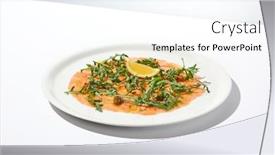  Presentation with fine dining - Slides with salmon-carpaccio-with-arugula background and a pink colored foreground