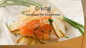  Presentation with oyster mushroom on substrate - Slide set with salmon carpaccio with slice ovum background and a lemonade colored foreground