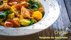  Presentation with mango - Presentation design with salmon-ceviche-with-lemon-mango background and a tawny brown colored foreground