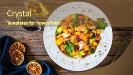  Presentation with mango - Slides consisting of salmon-ceviche-with-lemon-mango background and a tawny brown colored foreground