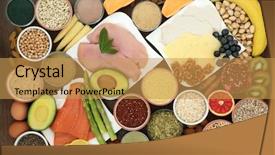  Presentation with food body - Colorful PPT theme enhanced with salmon dairy dietary supplement powder backdrop and a yellow colored foreground
