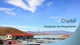  Presentation with farm machines in agriculture - Slide deck having salmon farm at new zealand background and a  colored foreground