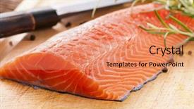  Presentation with salmon fish - Cool new presentation theme with salmon filet with fresh herbs backdrop and a coral colored foreground