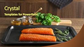  Presentation with baking - Cool new PPT theme with salmon fillet in honey backdrop and a  colored foreground