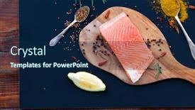  Presentation with chilli - PPT layouts enhanced with salmon fillet on cutting board with spices coriander chilli lemon black pepper rosemary - healthy nutrition background and a navy blue colored foreground