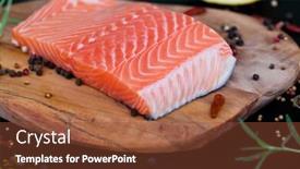  Presentation with chilli - Presentation theme having salmon fillet on cutting board with spices coriander chilli lemon black pepper rosemary - healthy nutrition background and a tawny brown colored foreground