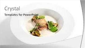  Presentation with main course - PPT theme consisting of salmon-fillet-with-baked-avocado background and a white colored foreground