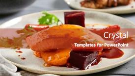  Presentation with passion fruit - PPT layouts consisting of salmon-fillet-with-beet background and a crimson colored foreground