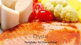  Presentation with cauliflower - Beautiful PPT layouts featuring salmon-fillet-with-heart backdrop and a yellow colored foreground