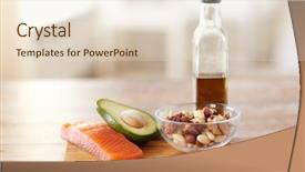  Presentation with olive oil bottle - PPT theme enhanced with salmon fillets avocado olive oil background and a lemonade colored foreground