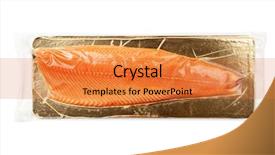  Presentation with salmon fish - PPT layouts consisting of salmon fish fillet background and a gold colored foreground