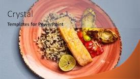  Presentation with art craft - Presentation enhanced with salmon-piece-with-rice background and a light gray colored foreground