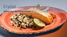  Presentation with art craft - Cool new slides with salmon-piece-with-rice backdrop and a light blue colored foreground