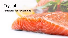  Presentation with salmon fish - Colorful PPT layouts enhanced with salmon raw fillet red fish backdrop and a sky blue colored foreground