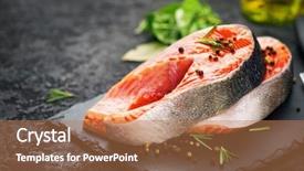  Presentation with salmon fish - Colorful PPT theme enhanced with salmon raw trout red fish backdrop and a coral colored foreground