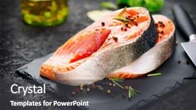  Presentation with salmon fish - Presentation theme enhanced with salmon raw trout red fish background and a dark gray colored foreground