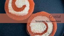  Presentation with salmon dish - PPT layouts consisting of salmon-roll-with-mozzarella-semi background and a coral colored foreground
