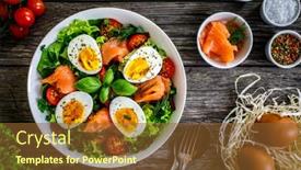  Presentation with salmon - Amazing PPT theme having salmon-salad-smoked-salmon-hard backdrop and a tawny brown colored foreground
