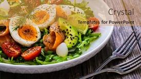  Presentation with leafy greens - Theme enhanced with salmon-salad-smoked-salmon-hard background and a gold colored foreground