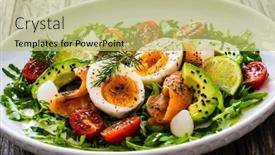  Presentation with leafy greens - Presentation consisting of salmon-salad-smoked-salmon-hard background and a yellow colored foreground