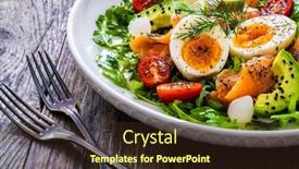  Presentation with leafy greens - PPT theme featuring salmon-salad-smoked-salmon-hard background and a wine colored foreground