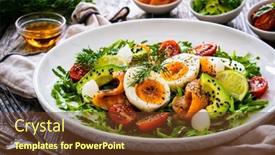  Presentation with leafy greens - PPT layouts consisting of salmon-salad-smoked-salmon-hard background and a tawny brown colored foreground