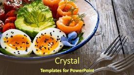  Presentation with leafy greens - Theme having salmon-salad-smoked-salmon-hard background and a tawny brown colored foreground