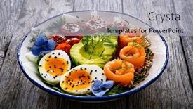  Presentation with leafy greens - Presentation theme enhanced with salmon-salad-smoked-salmon-hard background and a light gray colored foreground