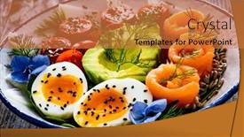  Presentation with leafy greens - PPT theme enhanced with salmon-salad-smoked-salmon-hard background and a coral colored foreground