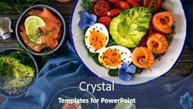  Presentation with leafy greens - Presentation theme with salmon-salad-smoked-salmon-hard background and a ocean colored foreground