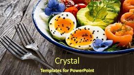  Presentation with leafy greens - Slides with salmon-salad-smoked-salmon-hard background and a tawny brown colored foreground