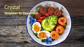  Presentation with leafy greens - Slide set consisting of salmon-salad-smoked-salmon-hard background and a tawny brown colored foreground