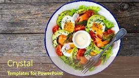  Presentation with leafy greens - Theme featuring salmon-salad-smoked-salmon-hard background and a coral colored foreground