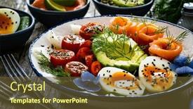  Presentation with leafy greens - Presentation theme featuring salmon-salad-smoked-salmon-hard background and a tawny brown colored foreground