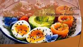  Presentation with leafy greens - PPT theme enhanced with salmon-salad-smoked-salmon-hard background and a coral colored foreground