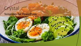  Presentation with leafy greens - Slide set enhanced with salmon-salad-smoked-salmon-hard background and a gold colored foreground