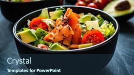  Presentation with salmon - Beautiful presentation featuring salmon-salad-smoked-salmon backdrop and a ocean colored foreground