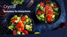  Presentation with farm to table leafy vegetables - Presentation having salmon-salad-smoked-salmon background and a navy blue colored foreground