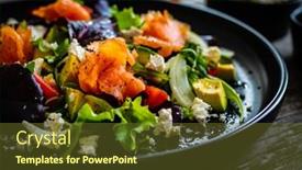  Presentation with feta cheese - Theme enhanced with salmon-salad-smoked-salmon background and a tawny brown colored foreground