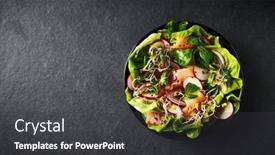  Presentation with salmon - Slide set consisting of salmon-salad-with-leaf-vegetables background and a  colored foreground