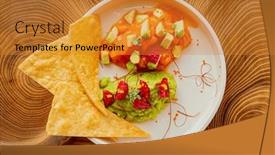  Presentation with strawberries - Slides having salmon-sashimi-with-avocado background and a gold colored foreground