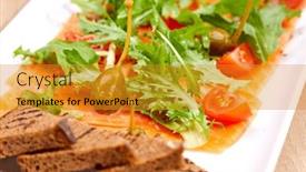  Presentation with salmon - PPT layouts enhanced with salmon-sashimi-with-salad background and a gold colored foreground