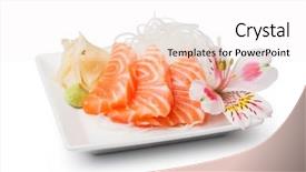  Presentation with white plate - Beautiful slide deck featuring salmon sashimi with withe plate backdrop and a  colored foreground